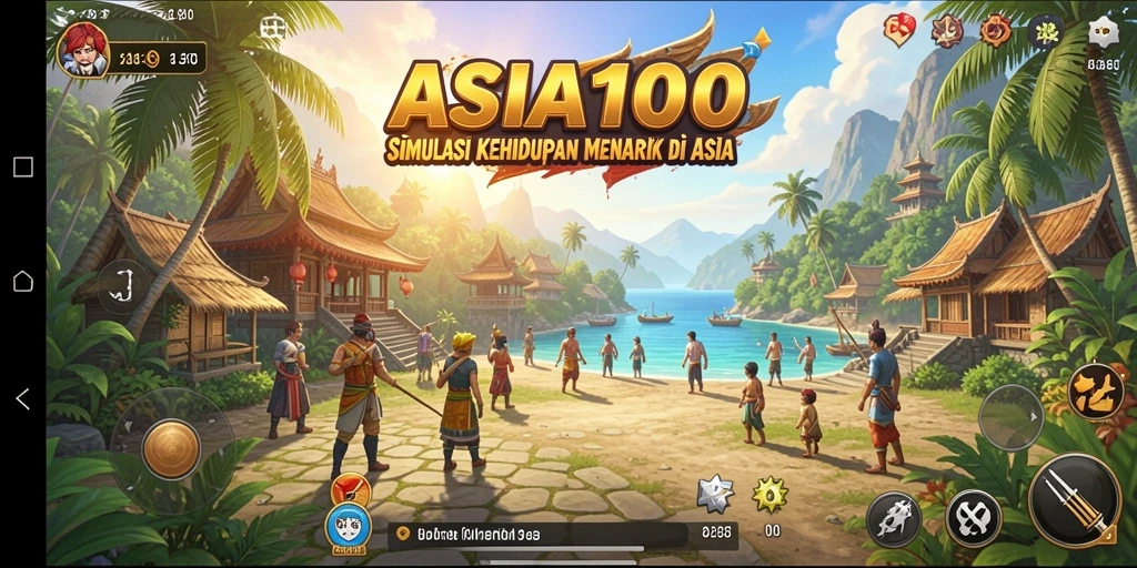 Gameplay menarik dalam ASIA100 menampilkan kehidupan sehari-hari di Asia.