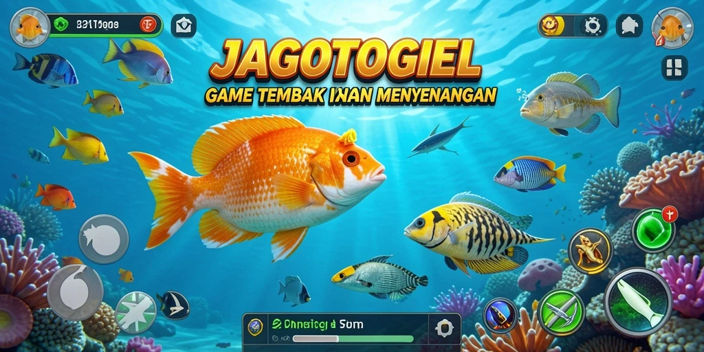 Tampilan gameplay JAGOTOGEL dengan aksi Tembak Ikan yang seru.