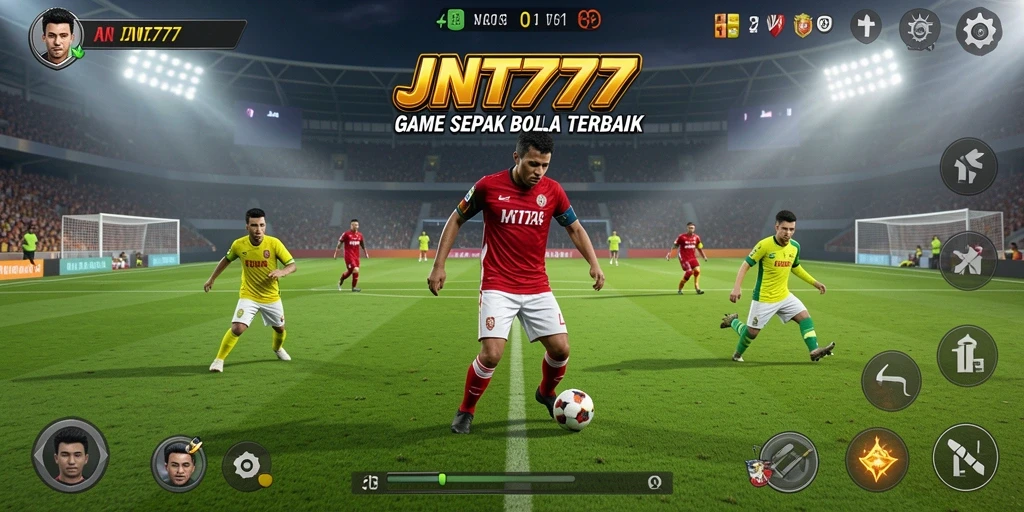 Tampilan gameplay JNT777 yang menampilkan aksi seru sepak bola.