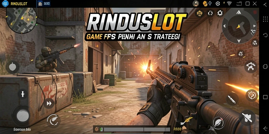 Tampilan seru aksi gameplay RINDUSLOT dalam pertempuran FPS.