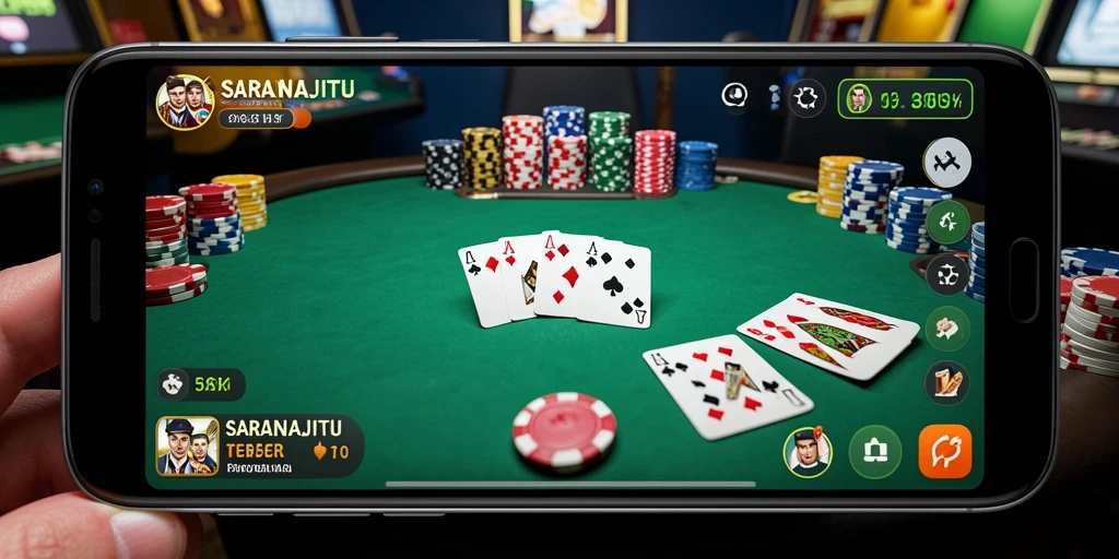Tampilan gameplay poker yang seru dan menegangkan di SARANAJITU.