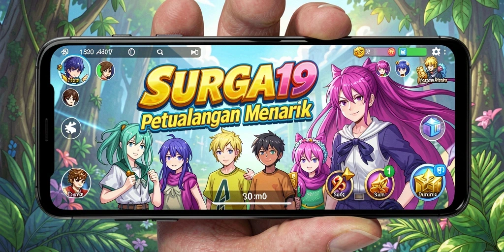 Tampilan gameplay menarik dari SURGA19 dengan karakter anime ikonik.